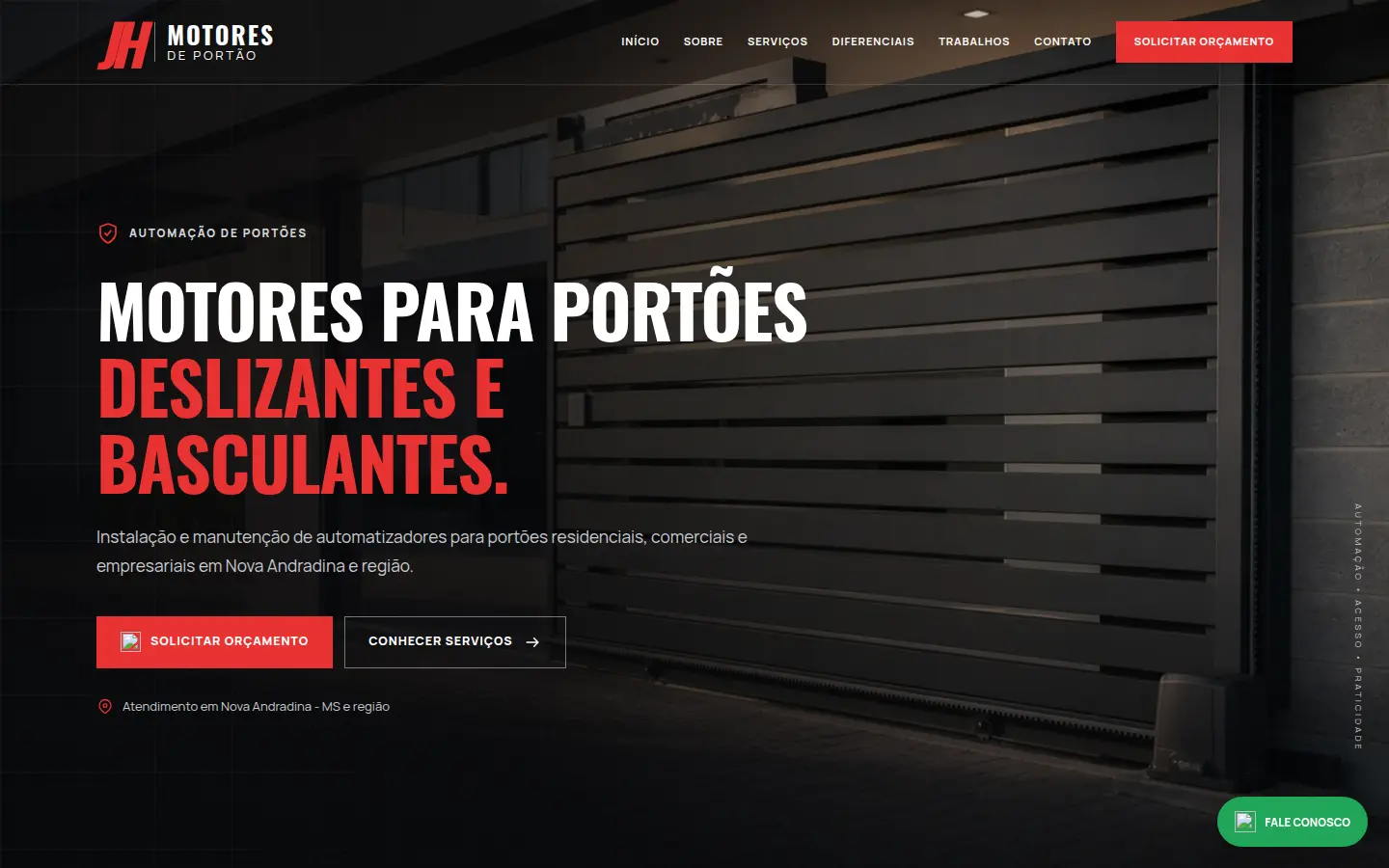 Tela do projeto JH Motores de Portão